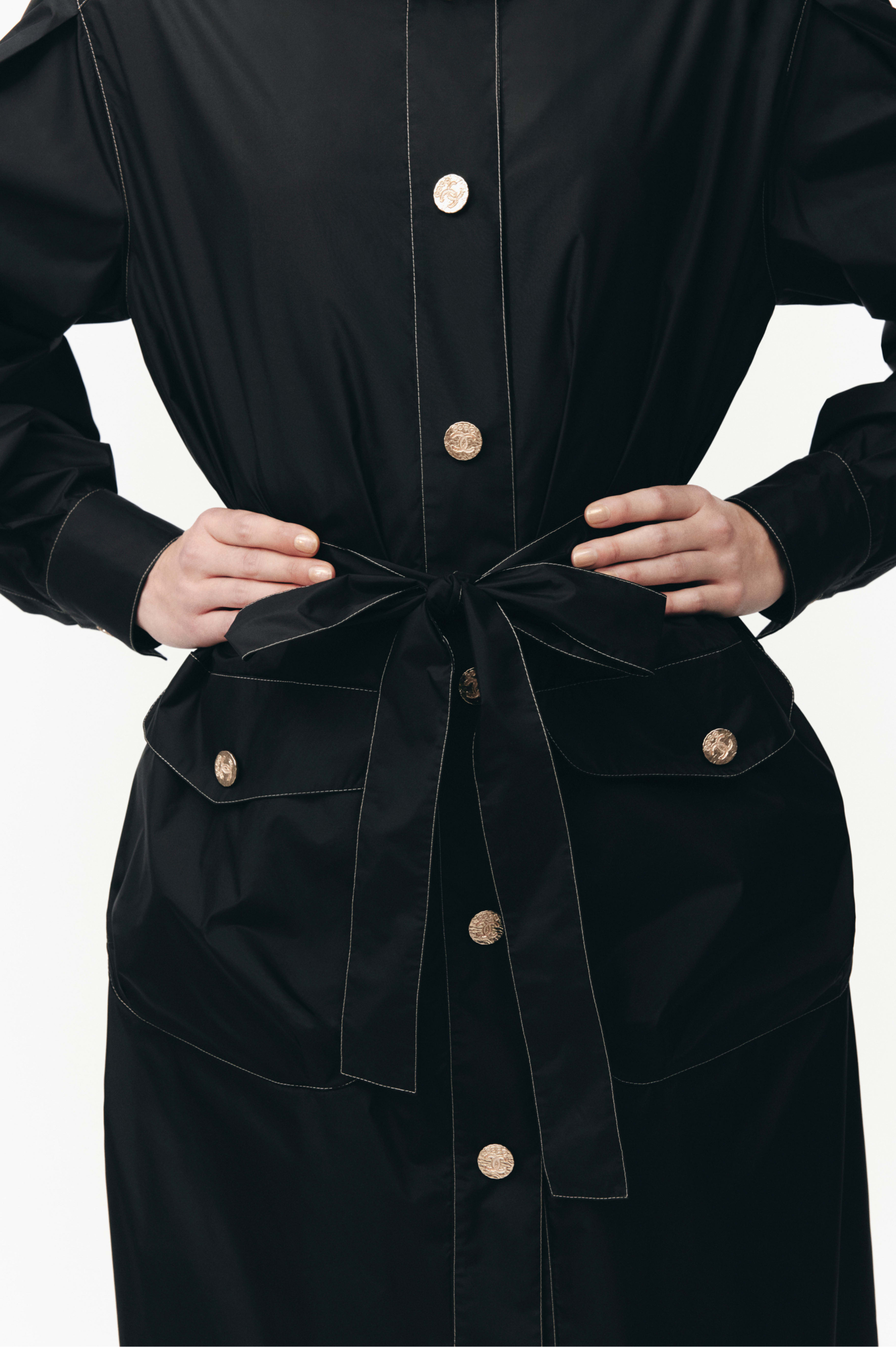 Gabardina - Negro - Tafetán de seda - Otra vista